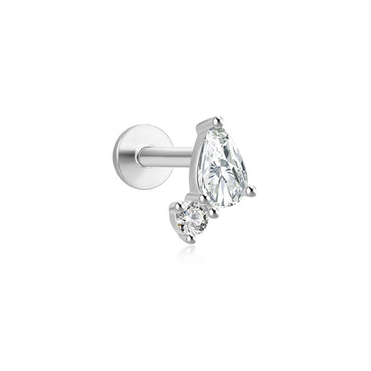 1 Piece Simple Style Geometric Plating Sterling Silver Zircon Ear Studs