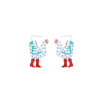 Casual Cartoon Style Chicken Arylic Patchwork Enamel Women's Drop Earrings