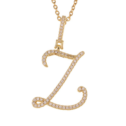 Wholesale Jewelry Zircon 26 English Letter Pendant Copper Necklace Gooddiy