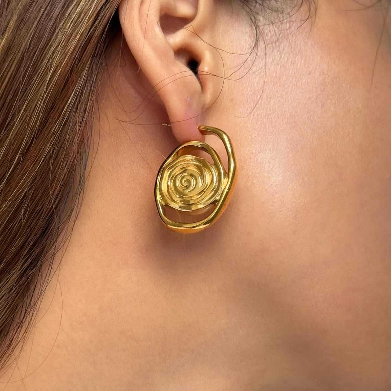 1 Pair Simple Style Commute Solid Color Plating Titanium Steel Gold Plated Ear Studs