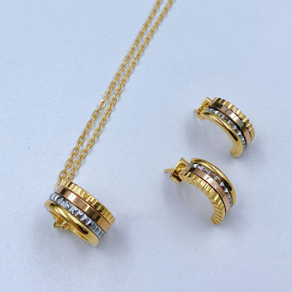 Vintage Style Simple Style Color Block Stainless Steel Plating Earrings Necklace
