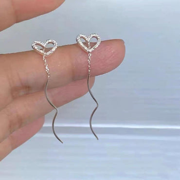 1 Pair Basic Modern Style Heart Shape Sterling Silver Drop Earrings