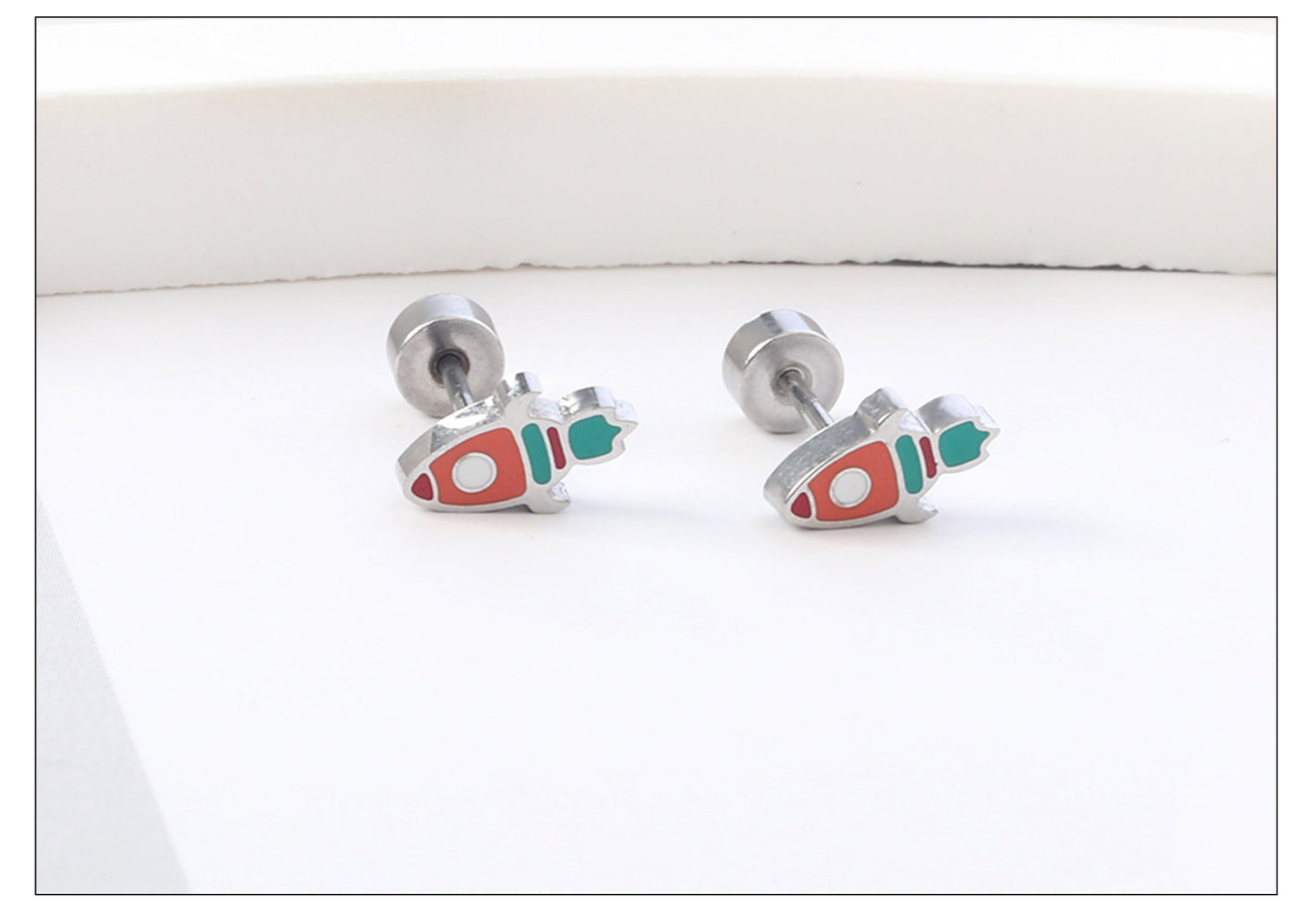 Fashion Airplane Duck Stainless Steel Plating Ear Studs 1 Pair