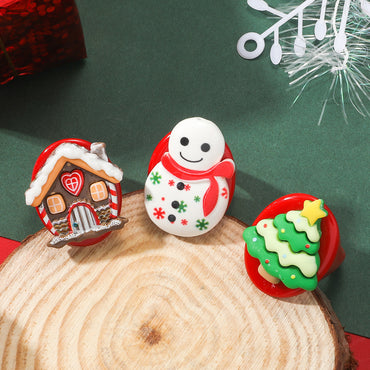 Cute Christmas Hat Christmas Tree Santa Claus Resin Wholesale Rings