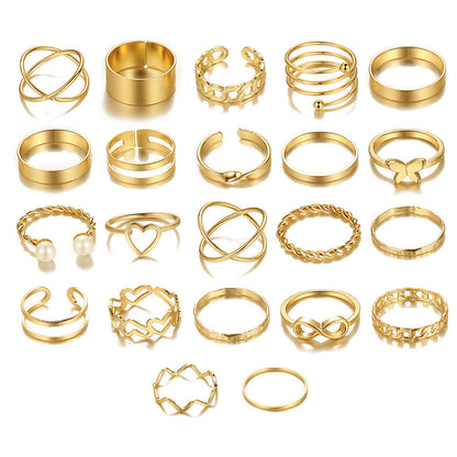 Fashion Geometric Alloy Plating Rings 22