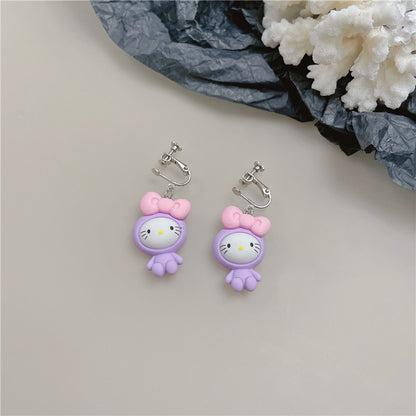 Cartoon Style Animal Resin Women's Drop Earrings Ear Clips 1 Pair