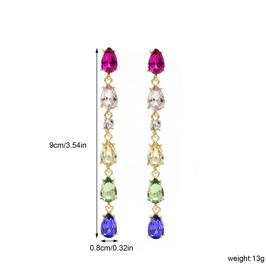 1 Pair Luxurious Lady Geometric Plating Inlay Alloy Zircon Drop Earrings
