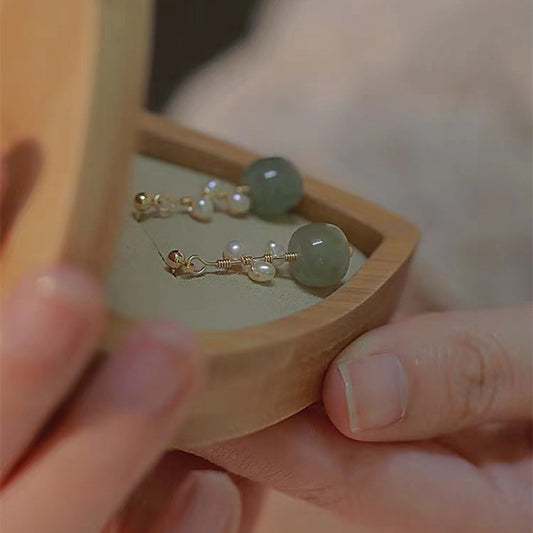 Elegant Classical Ethnic Style Geometric Artificial Pearl Jade Copper Women's Drop Earrings