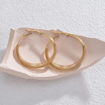 1 Pair Streetwear Oval Plating Stainless Steel Hoop Earrings