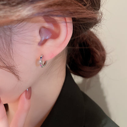 Retro Geometric Copper Inlaid Zircon Earrings 1 Pair