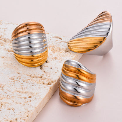Stainless Steel Retro Color Block Plating Rings