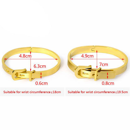 Casual Simple Style Belt Buckle Stainless Steel Plating Bangle