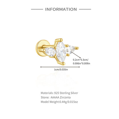 1 Piece Simple Style Geometric Plating Inlay Sterling Silver Opal Zircon Ear Studs