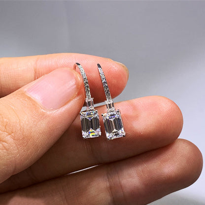 1 Pair Simple Style Shiny Rectangle Inlay Copper Zircon Drop Earrings