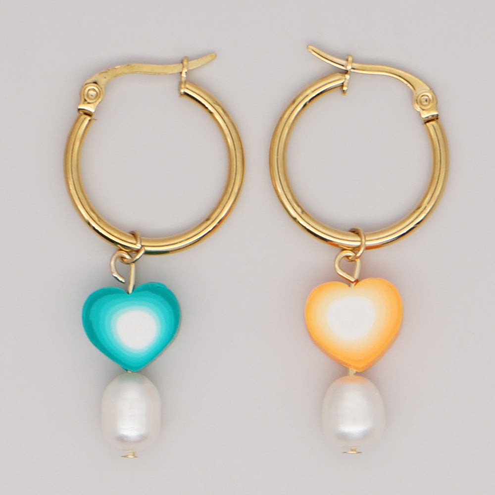 Bohemian Color Matching Simple Soft Ceramic Pearl Earrings Wholesale