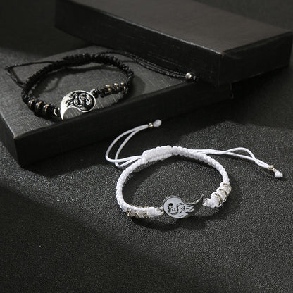 Simple Style Tai Chi Dragon Alloy Enamel Braid Couple Bracelets Necklace