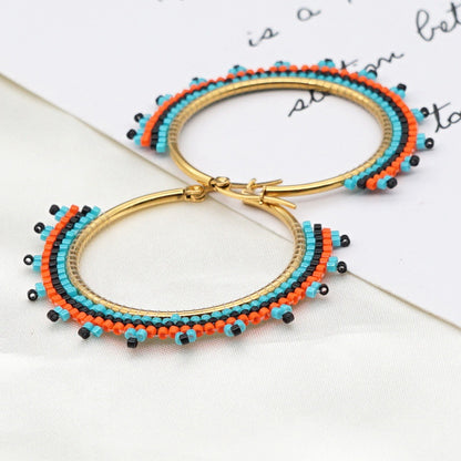 Bohemian Hoop Beaded Handmade Earrings