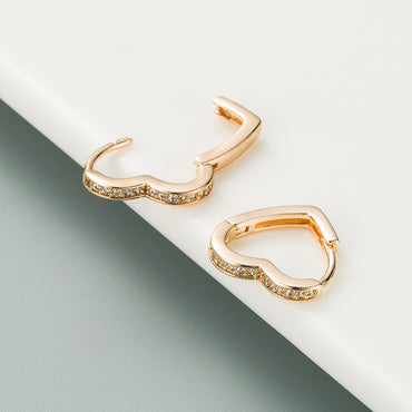 Fashion Brass Micro-inlaid Zircon Heart-shaped Earrings