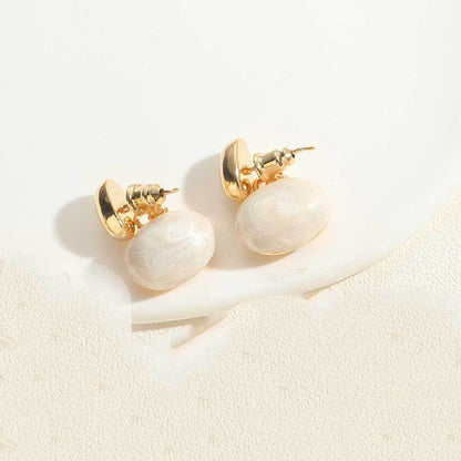 Independent station explosive special-shaped ABS pearl earrings copper plated 14K literary retro European and American style trend versatile earrings women