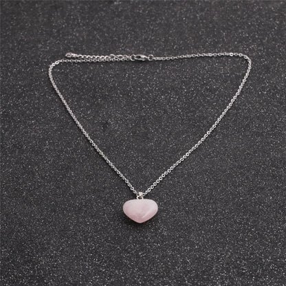 Fashion Pink Crystal Heart Pendant Necklace