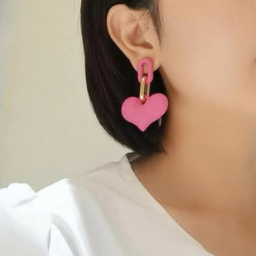 1 Pair Elegant Heart Shape Stoving Varnish Arylic Drop Earrings