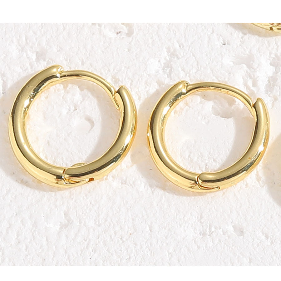 Sleep without taking off the glossy plain ring basic earring earrings unisex copper plated 14K real gold earring jewelry