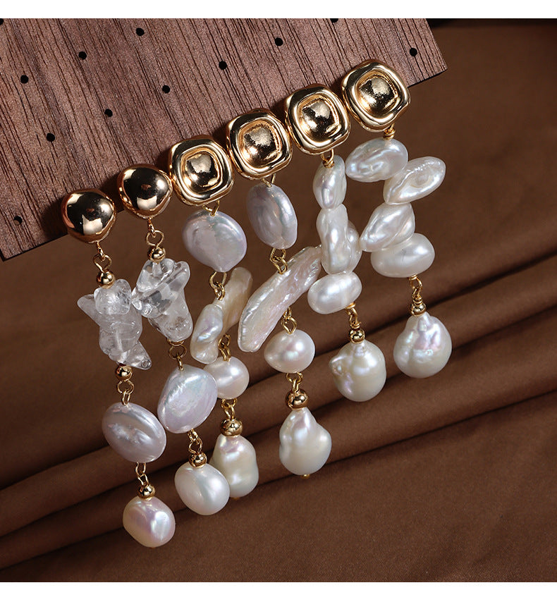 1 Pair Streetwear Solid Color Freshwater Pearl Drop Earrings