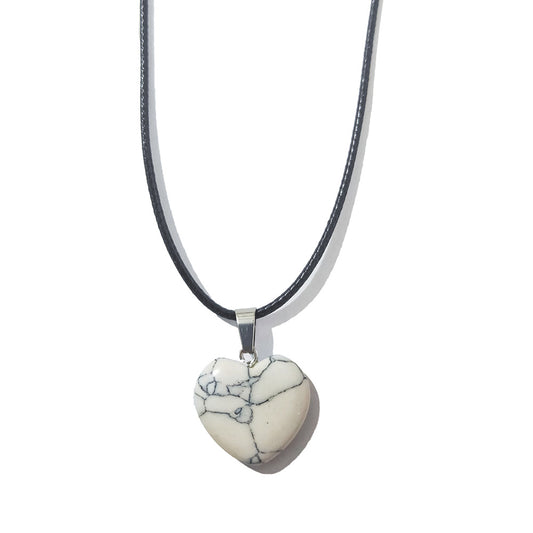 Simple Style Heart Shape Natural Stone Polishing Pendant Necklace 1 Piece