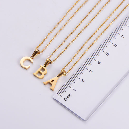 Simple Style Letter Titanium Steel Plating Pendant Necklace