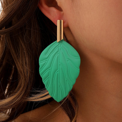 Vacation Leaf Metal Spray Paint Plating Women's Drop Earrings