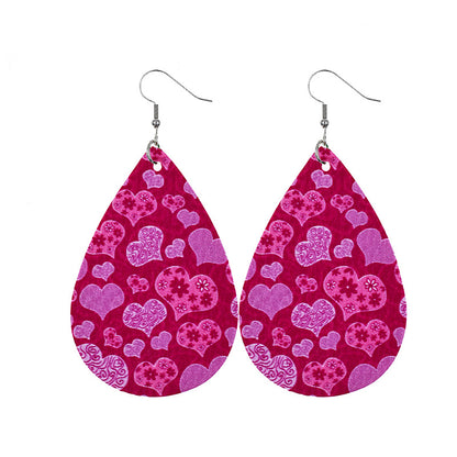 1 Pair Modern Style Classic Style Heart Shape Pu Leather Drop Earrings