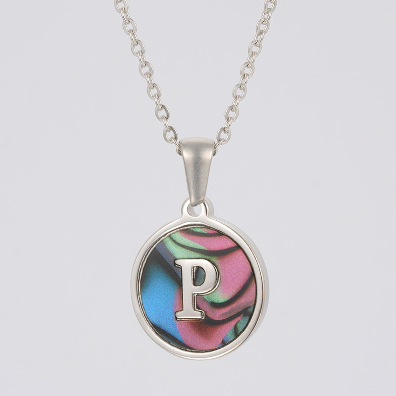 Fashion Round Letter Stainless Steel Necklace Patchwork Stainless Steel Necklaces