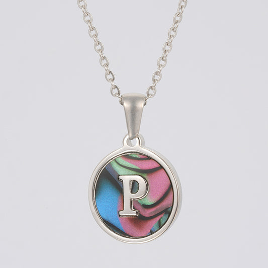 Fashion Round Letter Stainless Steel Necklace Patchwork Stainless Steel Necklaces