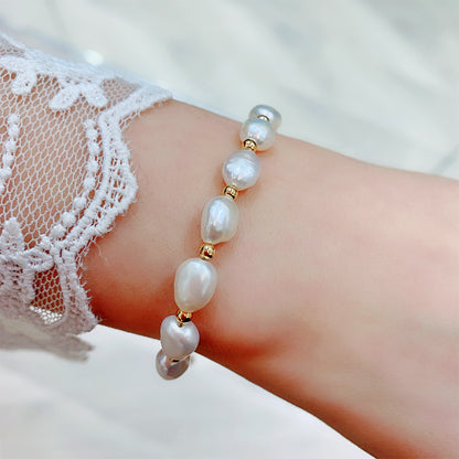 Fashion Round Pearl Titanium Steel Bracelets 1 Piece