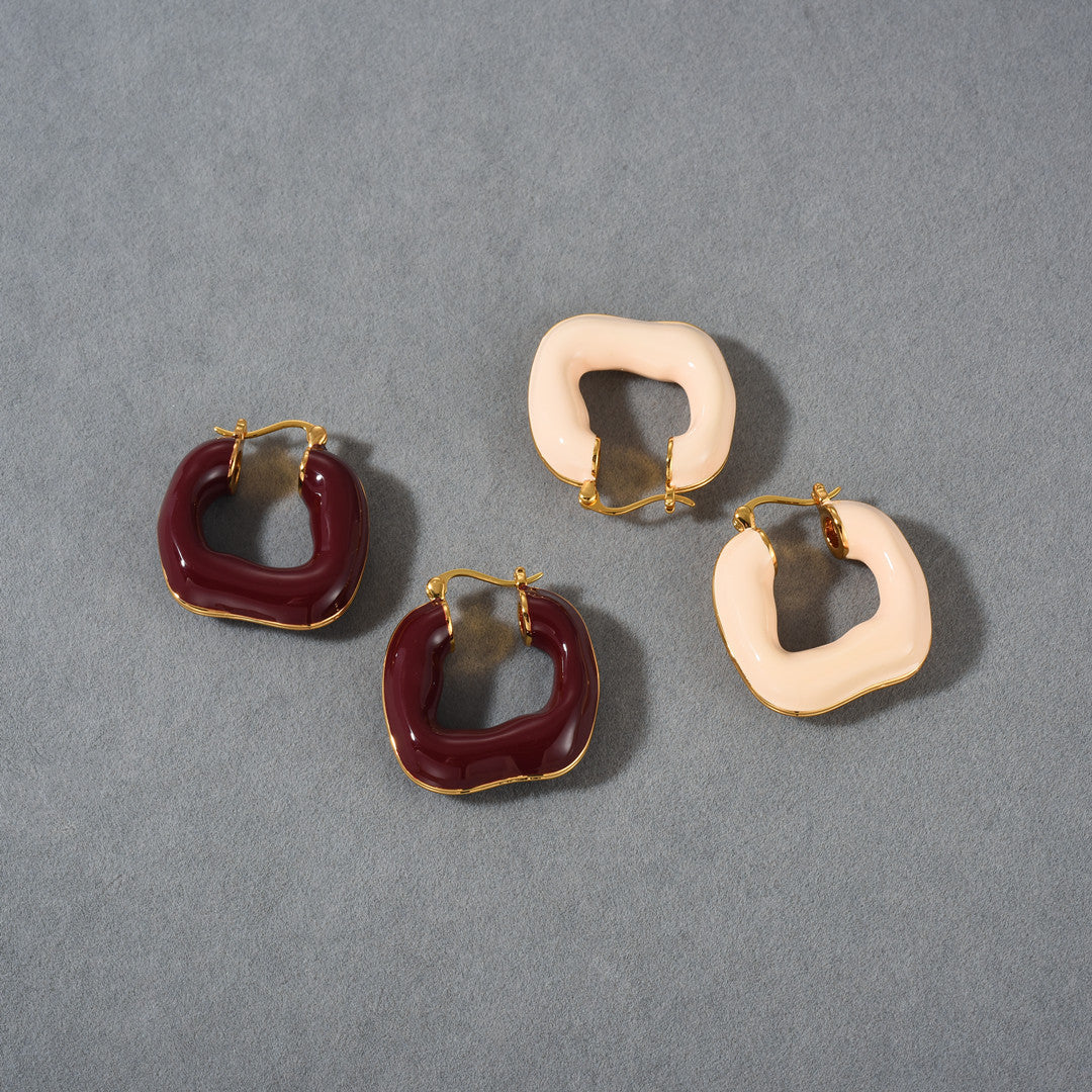 1 Pair Basic Classic Style Geometric Enamel Copper Earrings