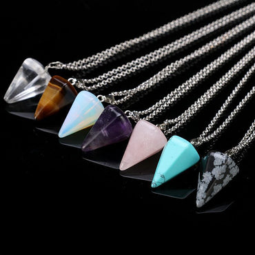 Fashion Hexagonal Cone Natural Stone Pendant Necklace 1 Piece