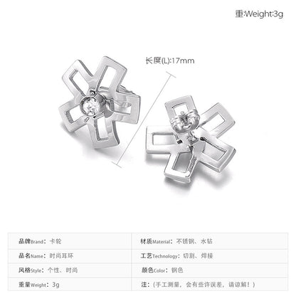 European And American Ornament Elegant Fashion Steel Color Shambhala Stud Earrings Female Earring Bone Nail Diamond Ball Cross-border Wholesale