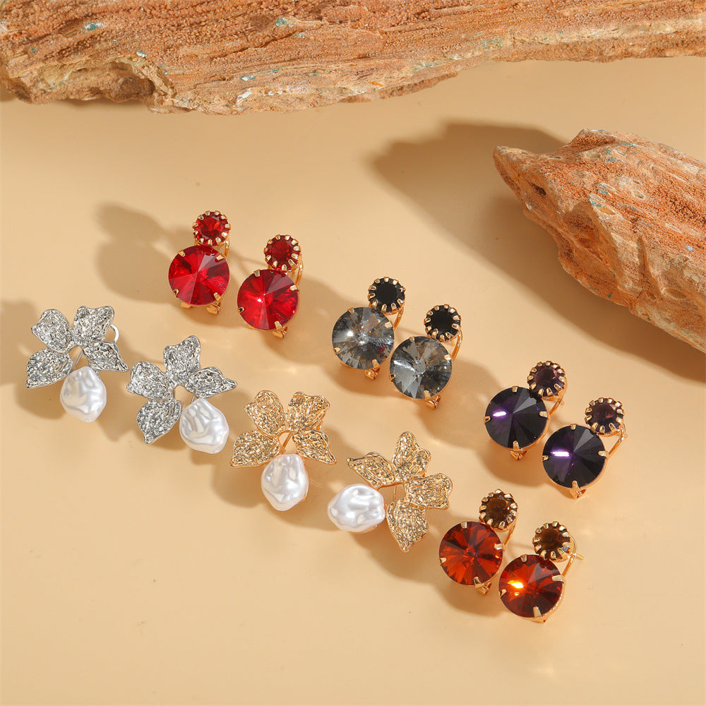 explosive personality style trend flower ear needle independent station new acrylic French retro exquisite earrings women