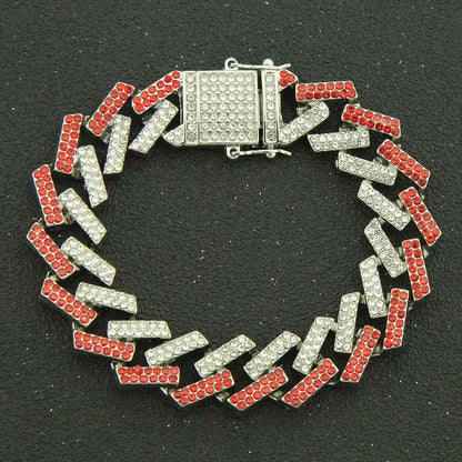 Fashion Geometric Full Colorful Diamond Diamond-shaped Alloy Bracelet