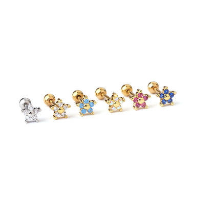 Simple Style Flower Stainless Steel Artificial Gemstones Earrings Ear Studs