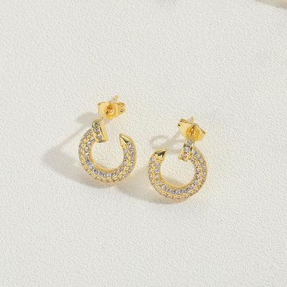 European and American hot sale cold style personality ring design sense earrings French retro personality simple earrings jewelry wholesale