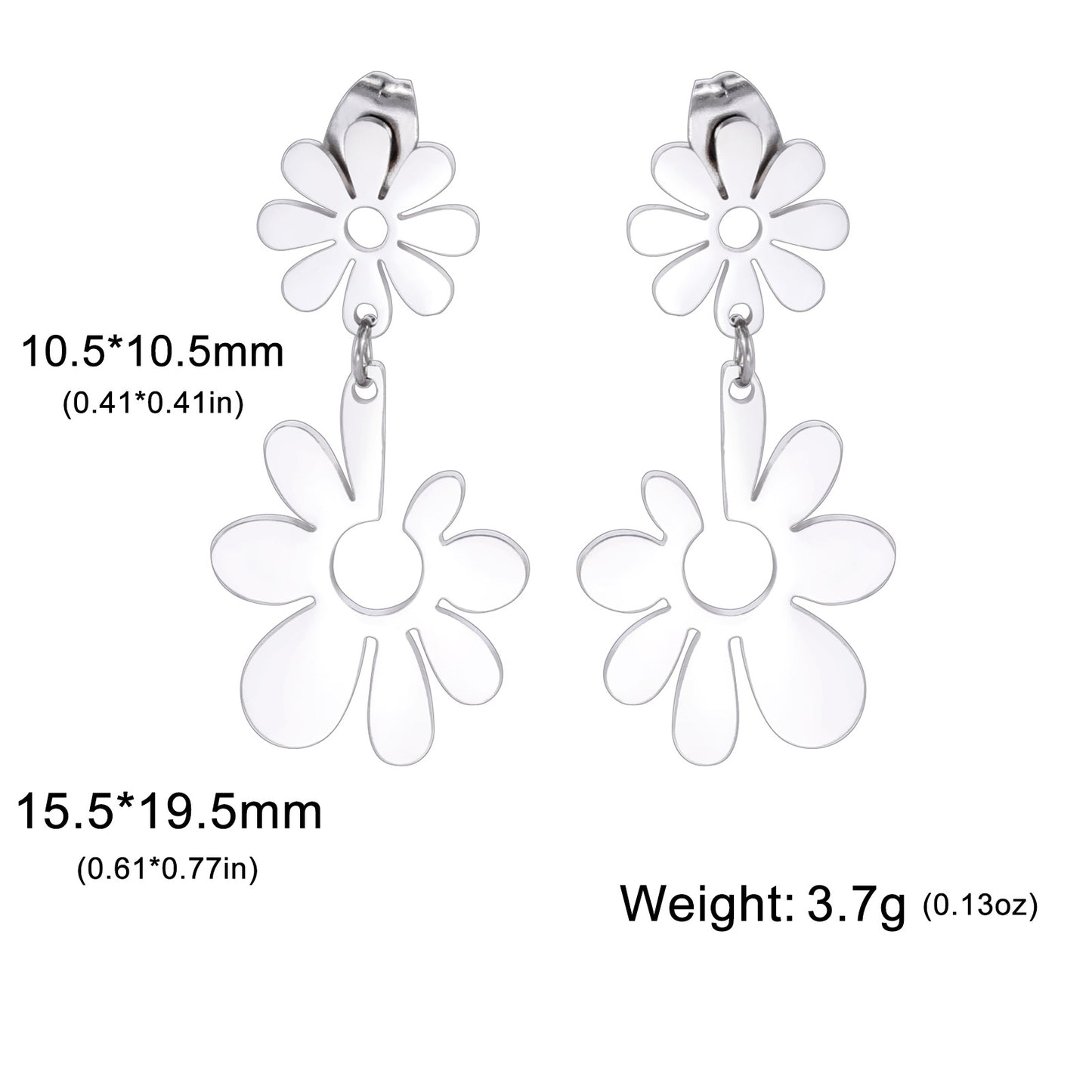 1 Pair Simple Style Flower Plating Stainless Steel Drop Earrings