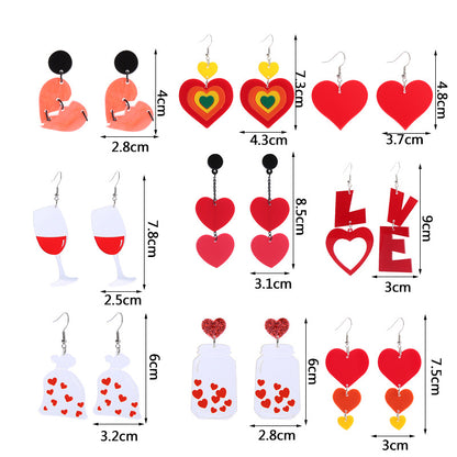 Fashion Letter Heart Shape Arylic Stoving Varnish Women's Drop Earrings 1 Pair