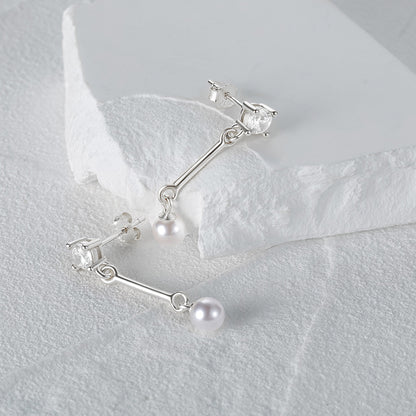 1 Pair Elegant Geometric Pearl Sterling Silver Drop Earrings