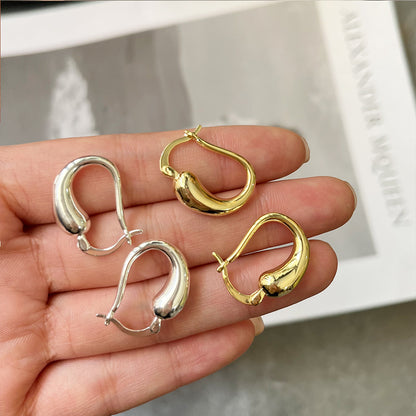 1 Pair Simple Style Water Droplets Plating Brass Hoop Earrings