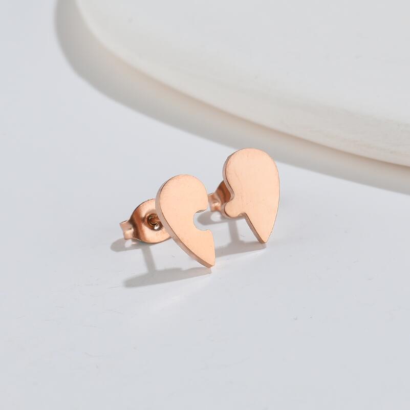 Fashion Heart Shape Titanium Steel Ear Studs Plating No Inlaid Stainless Steel Earrings