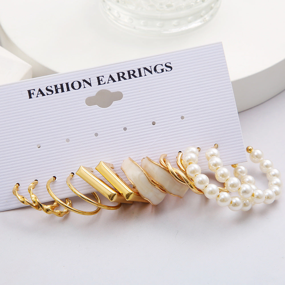 Vintage Style Geometric Alloy Plating Artificial Pearls Earrings
