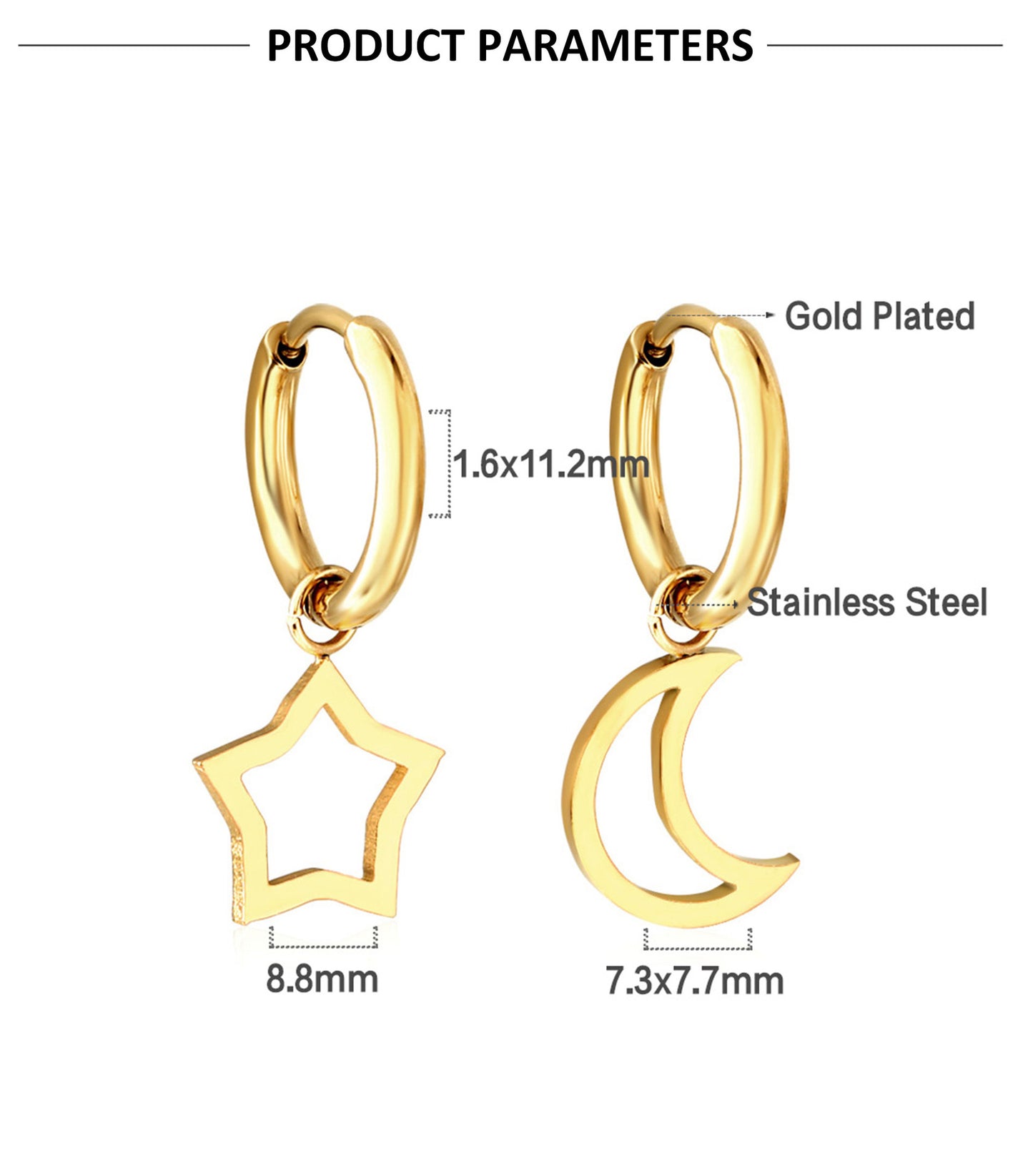 Fashion Star Stainless Steel Plating Earrings 1 Pair