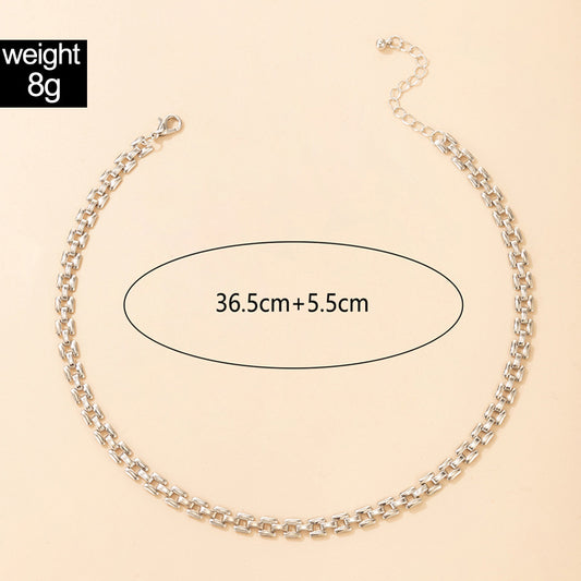 Simple Strap Single-layer Geometric Hollow Choker Clavicle Chain