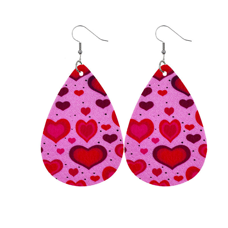 1 Pair Modern Style Classic Style Heart Shape Pu Leather Drop Earrings